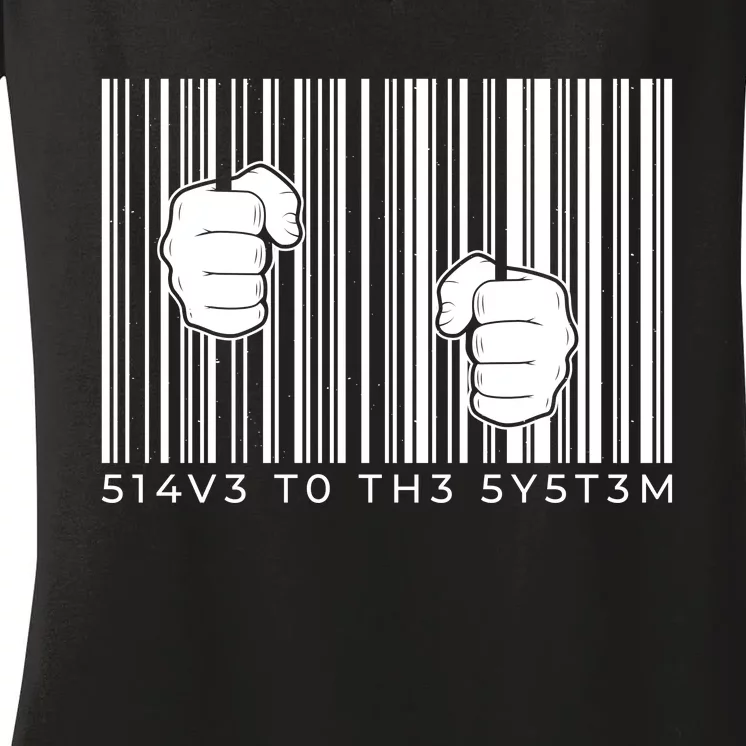 Slave To The System Barcode Women's V-Neck T-Shirt