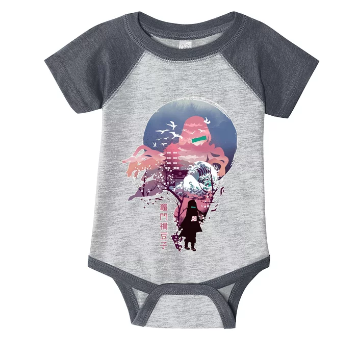 Slayers Demon Anime Nezuko Vaporwave Infant Baby Jersey Bodysuit