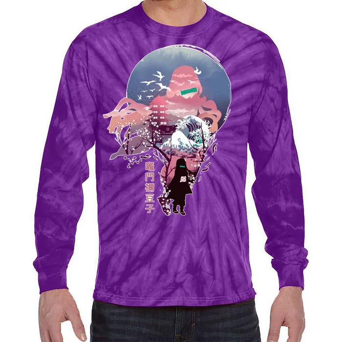 Slayers Demon Anime Nezuko Vaporwave Tie-Dye Long Sleeve Shirt