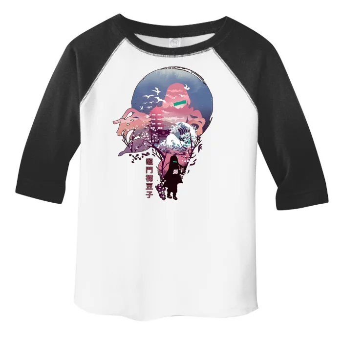 Slayers Demon Anime Nezuko Vaporwave Toddler Fine Jersey T-Shirt