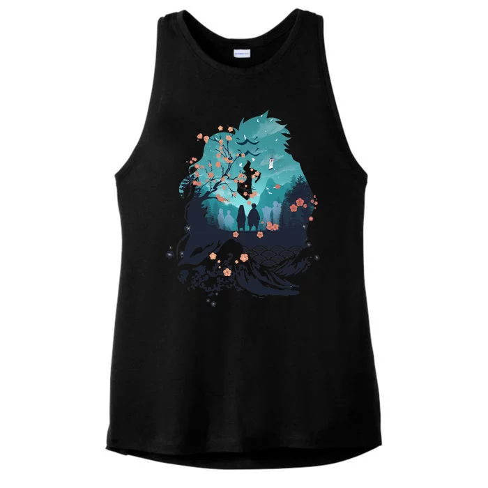 Slayers Demon Anime Siblings Vaporwave Ladies Tri-Blend Wicking Tank