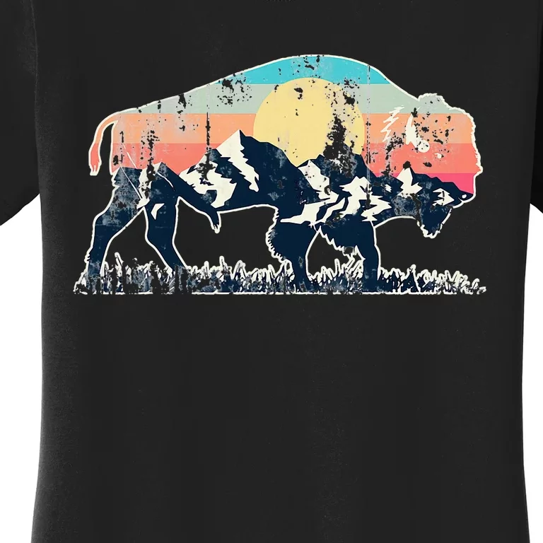 Sunset Landscape Buffalo Women's T-Shirt