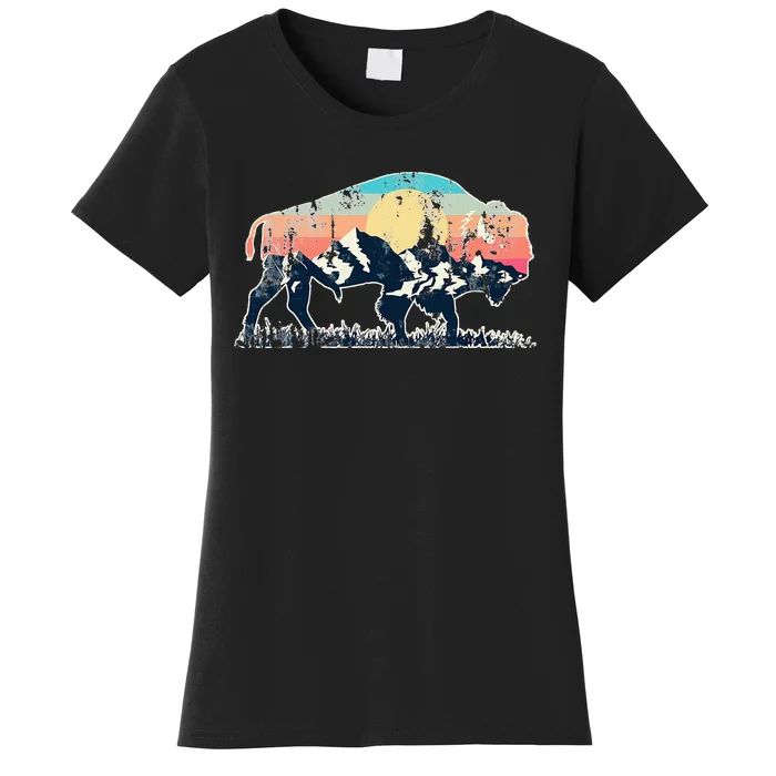 Sunset Landscape Buffalo Women's T-Shirt