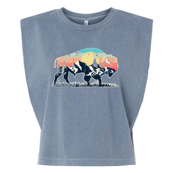 Sunset Landscape Buffalo Garment-Dyed Women's Muscle Tee