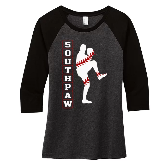 Southpaw Lefty Baseball Left Handed Funny Pitcher Player Fan Women's Tri-Blend 3/4-Sleeve Raglan Shirt