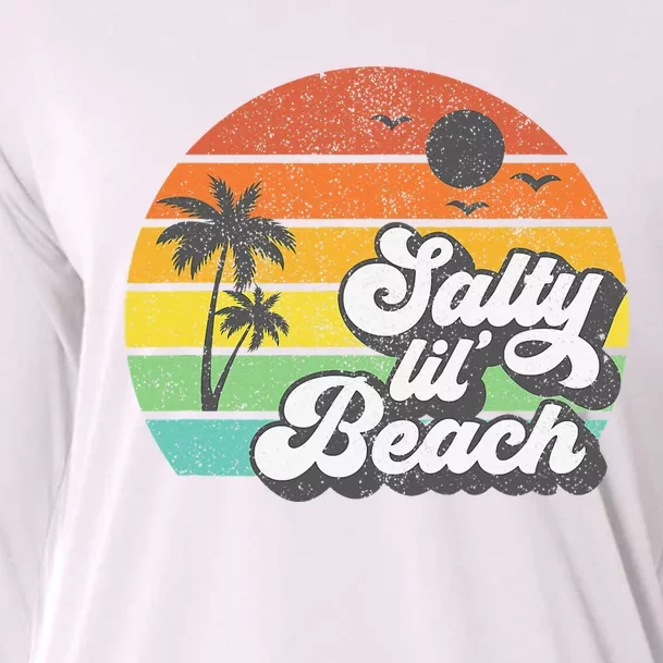 Salty Lil Beach Retro Vacation Funny Summer Quote  Gift Cooling Performance Long Sleeve Crew