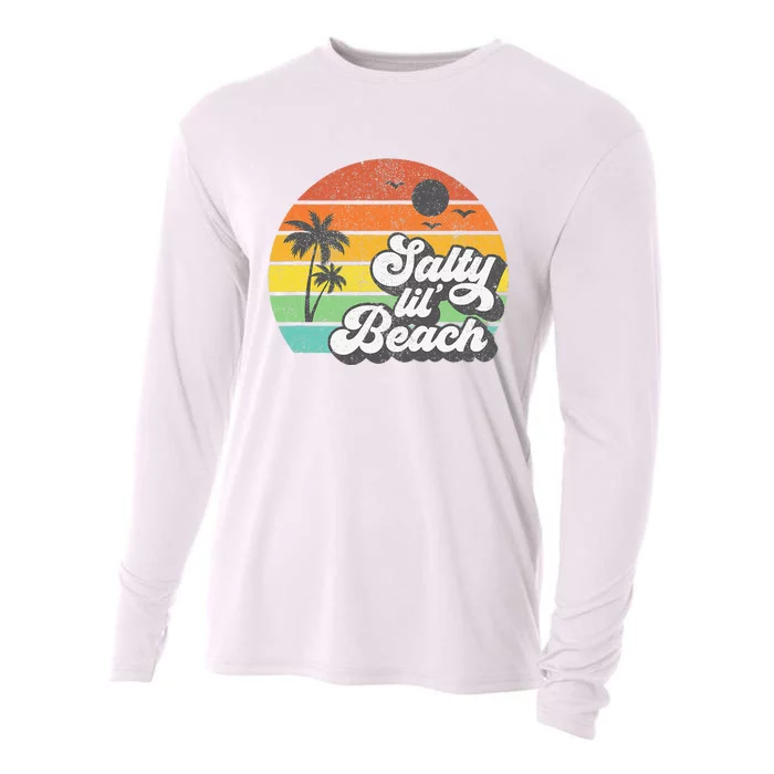 Salty Lil Beach Retro Vacation Funny Summer Quote  Gift Cooling Performance Long Sleeve Crew