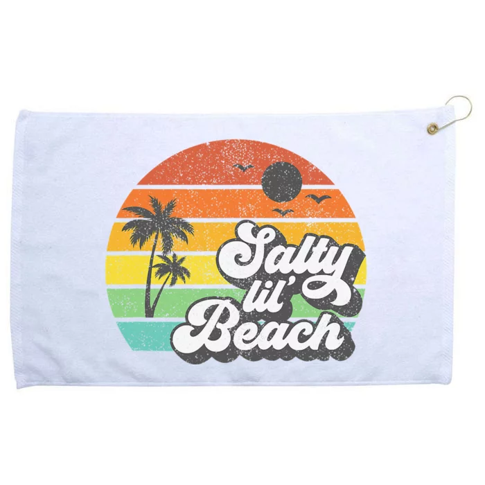 Salty Lil Beach Retro Vacation Funny Summer Quote  Gift Grommeted Golf Towel