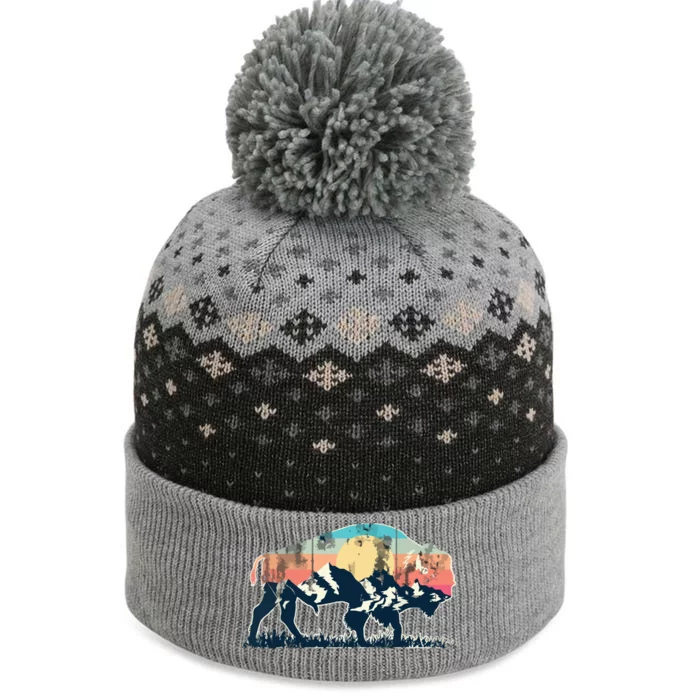 Sunset Landscape Buffalo Gift The Baniff Cuffed Pom Beanie