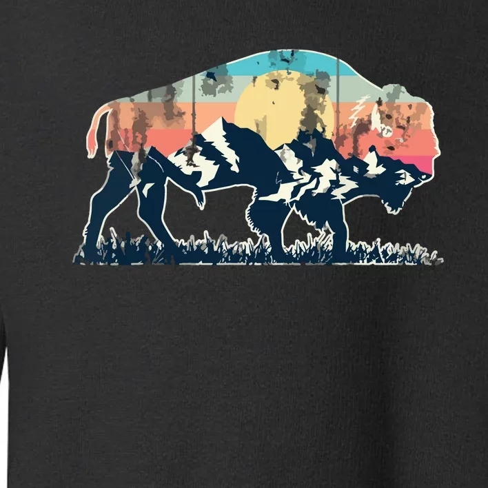 Sunset Landscape Buffalo Gift Toddler Sweatshirt