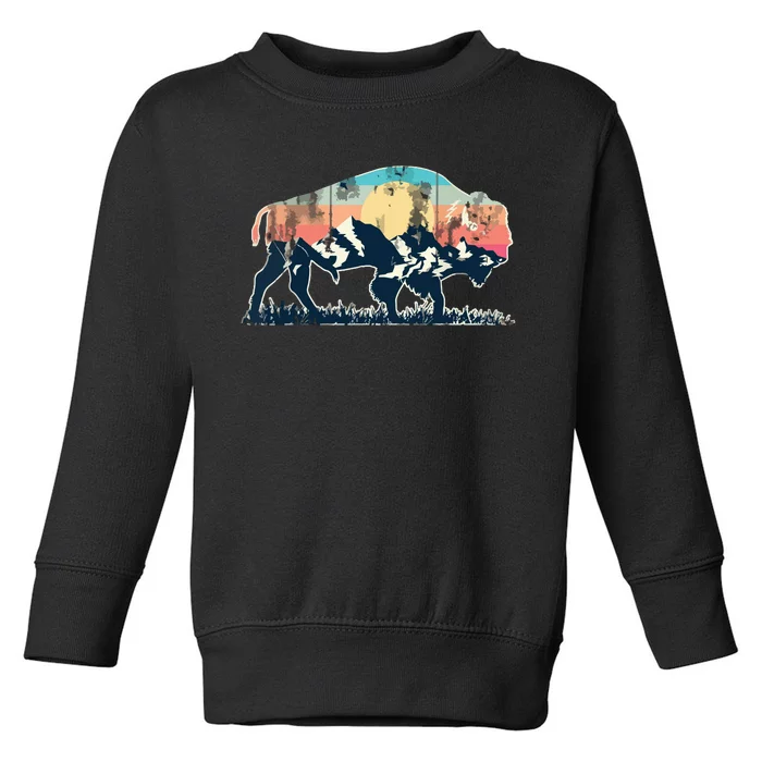 Sunset Landscape Buffalo Gift Toddler Sweatshirt