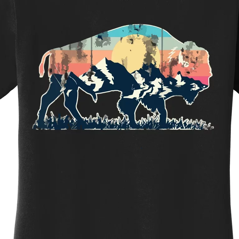 Sunset Landscape Buffalo Gift Women's T-Shirt