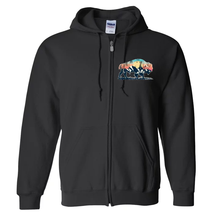 Sunset Landscape Buffalo Gift Full Zip Hoodie