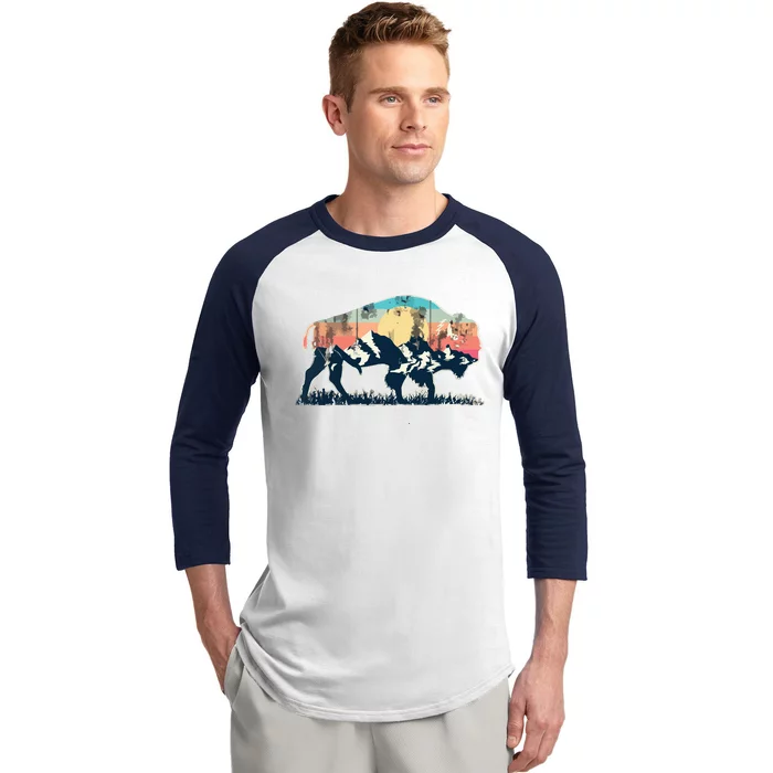 Sunset Landscape Buffalo Gift Baseball Sleeve Shirt