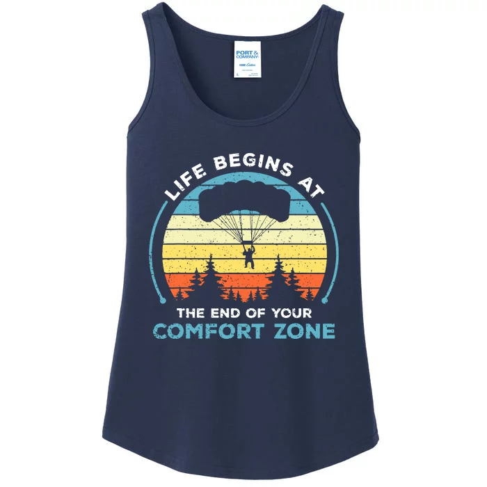 Skydiving Life Begins At The End Of Your Comfort Zone Gift Ladies Essential Tank