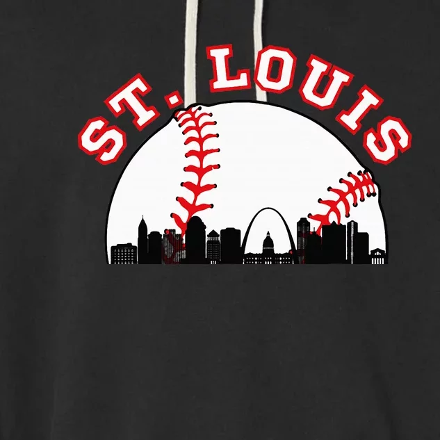 St. Louis Baseball St. Louis Mo Cityscape Stl Skyline Garment-Dyed Fleece Hoodie