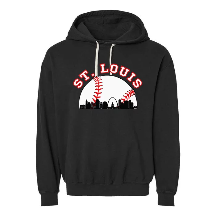 St. Louis Baseball St. Louis Mo Cityscape Stl Skyline Garment-Dyed Fleece Hoodie