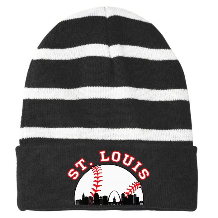 St. Louis Baseball St. Louis Mo Cityscape Stl Skyline Striped Beanie with Solid Band