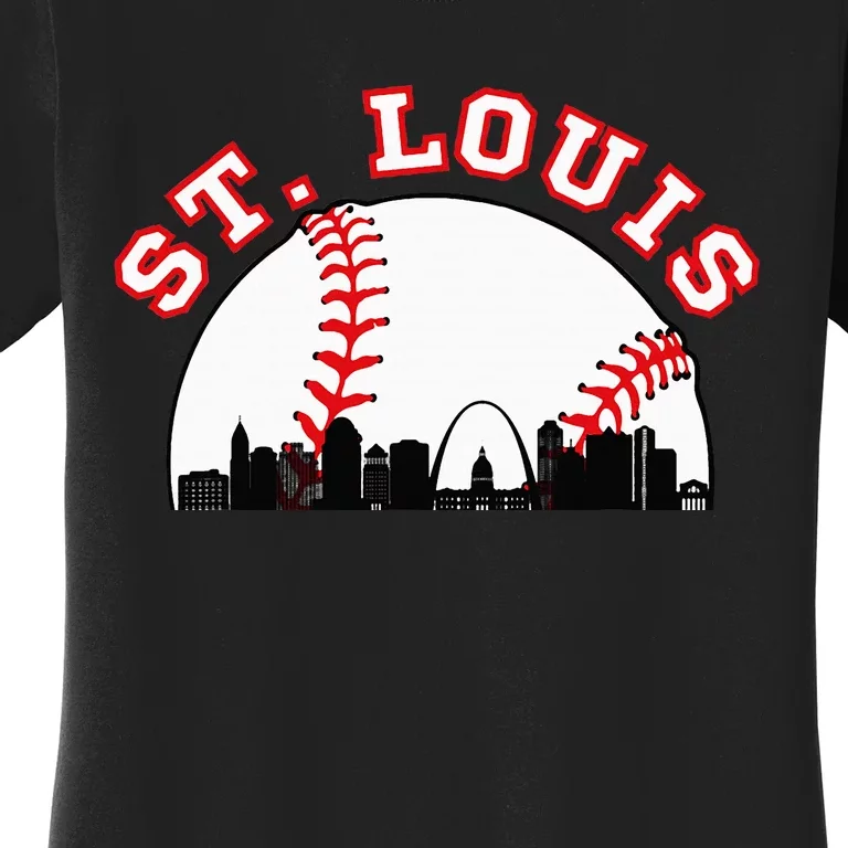 St. Louis Baseball St. Louis Mo Cityscape Stl Skyline Women's T-Shirt