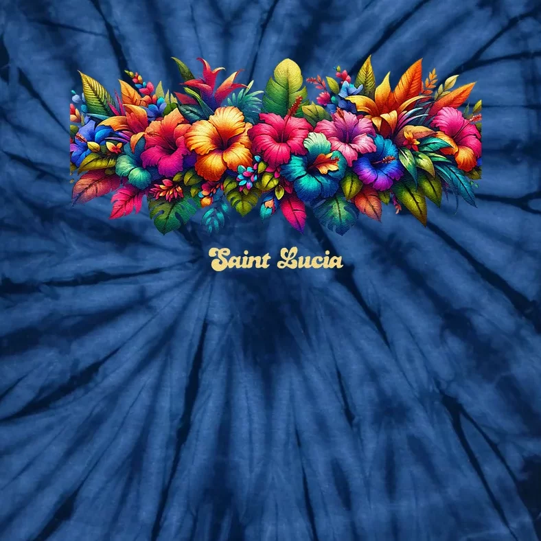 Saint Lucia Band Of Tropical Flowers Tie-Dye T-Shirt