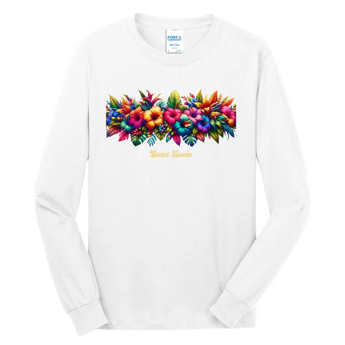 Saint Lucia Band Of Tropical Flowers Tall Long Sleeve T-Shirt