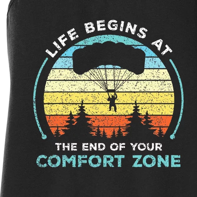 Skydiving Life Begins At The End Of Your Comfort Zone Gift Women's Racerback Tank