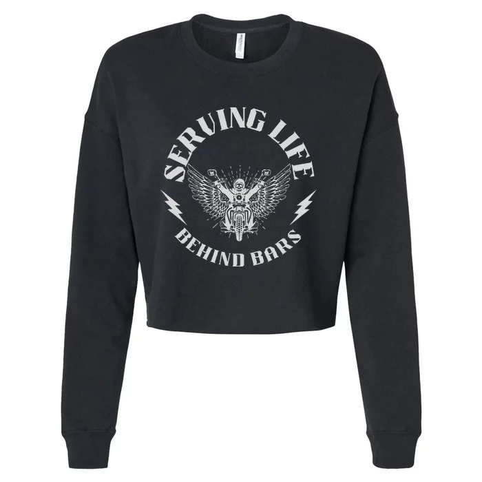 Serving Life Behind Bars Motorcycle Apparel Motorcycle Cropped Pullover Crew