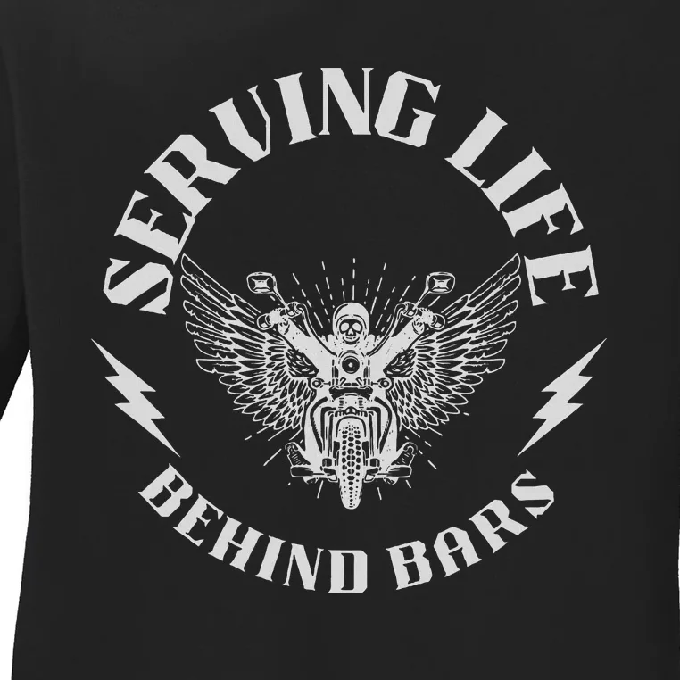 Serving Life Behind Bars Motorcycle Apparel Motorcycle Ladies Long Sleeve Shirt