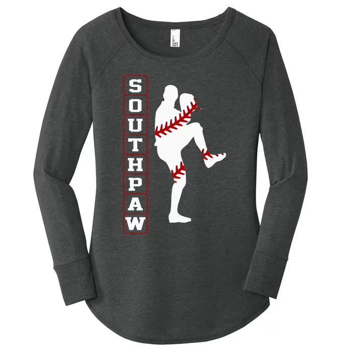 Southpaw Lefty Baseball Left Handed Funny Pitcher Player Fan Women's Perfect Tri Tunic Long Sleeve Shirt