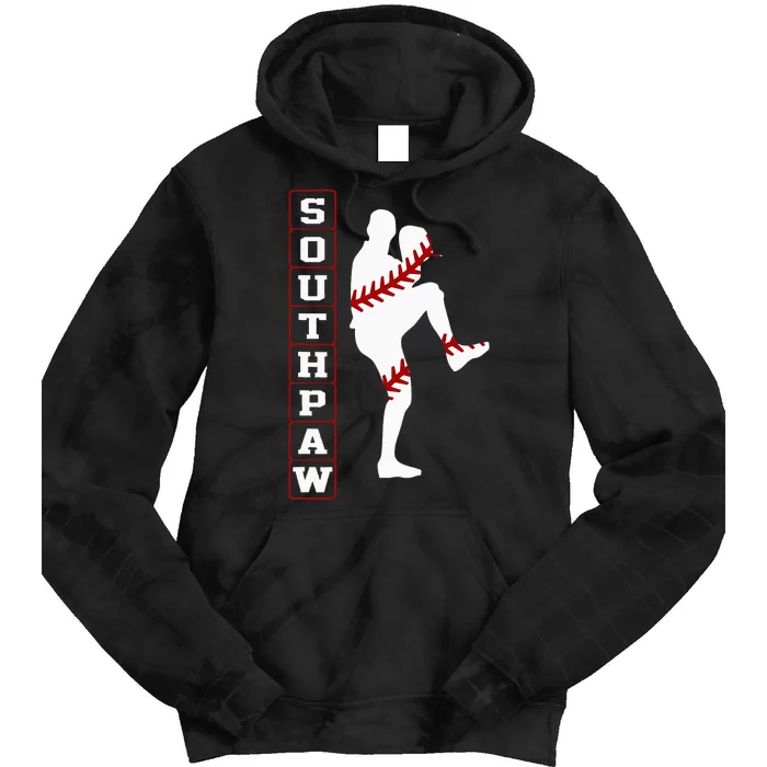 Southpaw Lefty Baseball Left Handed Funny Pitcher Player Fan Tie Dye Hoodie