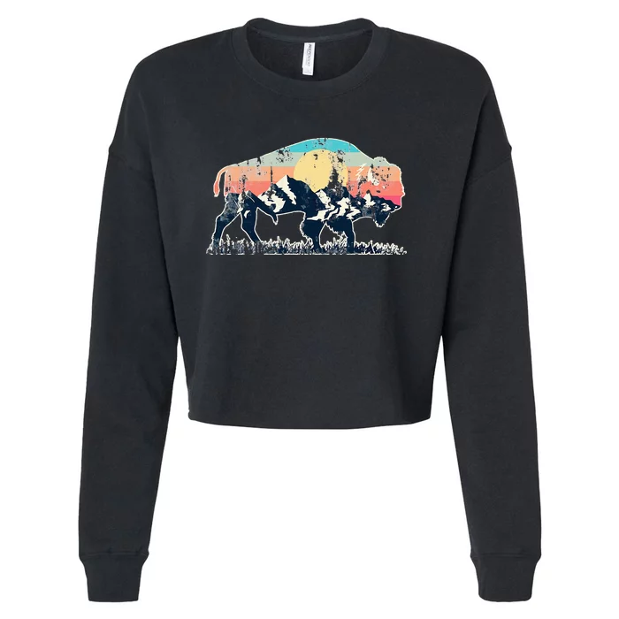 Sunset Landscape Buffalo Cropped Pullover Crew