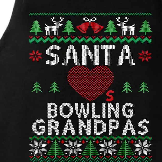 Santa Loves Bowling Grandpas Funny Ugly Christmas Gift Ladies Tri-Blend Wicking Tank