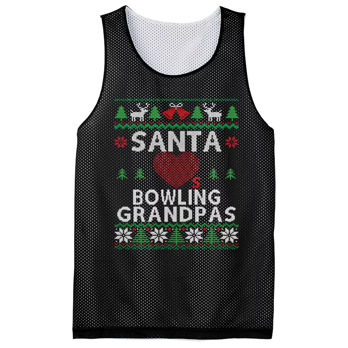 Santa Loves Bowling Grandpas Funny Ugly Christmas Gift Mesh Reversible Basketball Jersey Tank