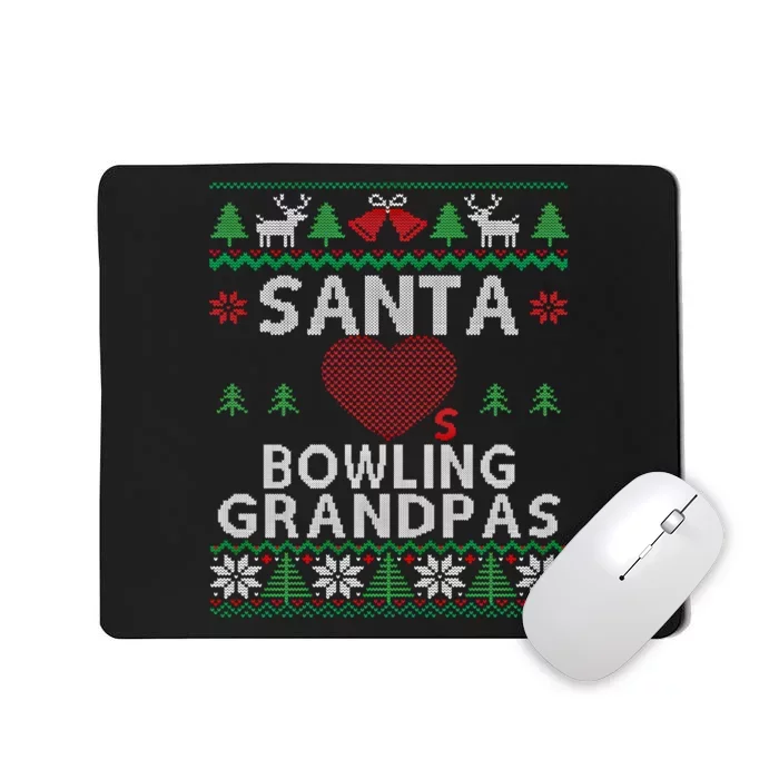 Santa Loves Bowling Grandpas Funny Ugly Christmas Gift Mousepad