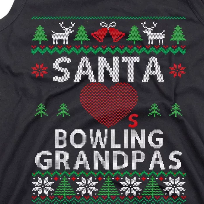 Santa Loves Bowling Grandpas Funny Ugly Christmas Gift Tank Top