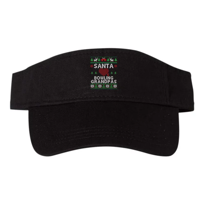 Santa Loves Bowling Grandpas Funny Ugly Christmas Gift Valucap Bio-Washed Visor