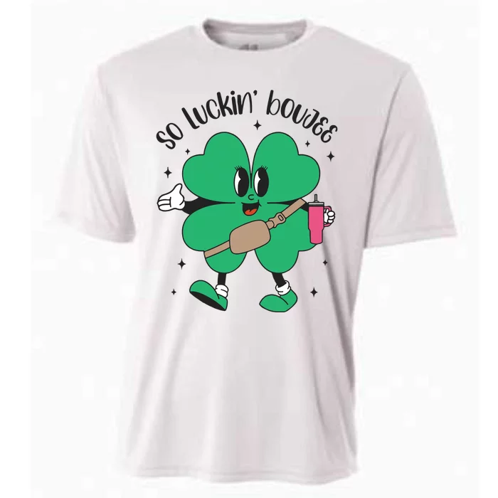 So Luckin Boujee Shamrock St Pattys Day Cooling Performance Crew T-Shirt