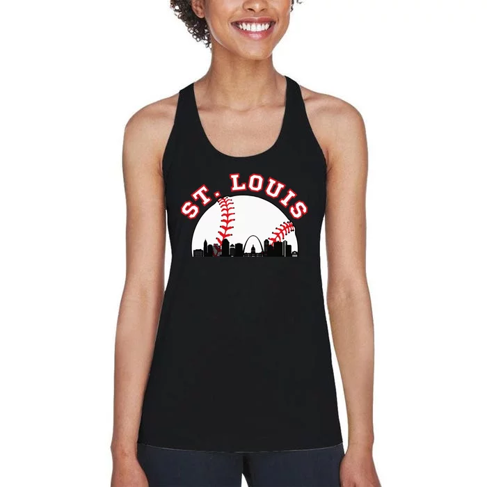 St. Louis Baseball St. Louis MO Cityscape STL Skyline Women's Racerback Tank