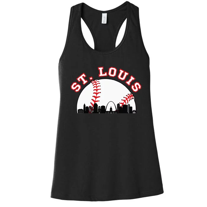 St. Louis Baseball St. Louis MO Cityscape STL Skyline Women's Racerback Tank