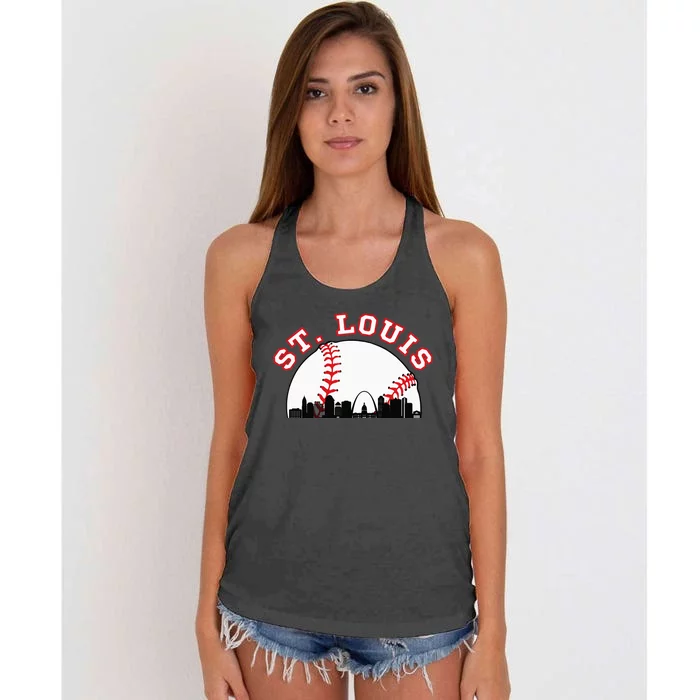 St. Louis Baseball St. Louis MO Cityscape STL Skyline Women's Knotted Racerback Tank