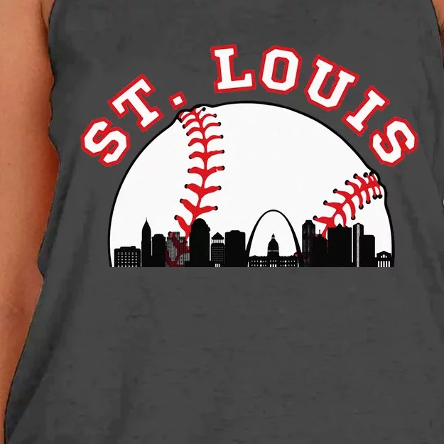 St. Louis Baseball St. Louis MO Cityscape STL Skyline Women's Knotted Racerback Tank