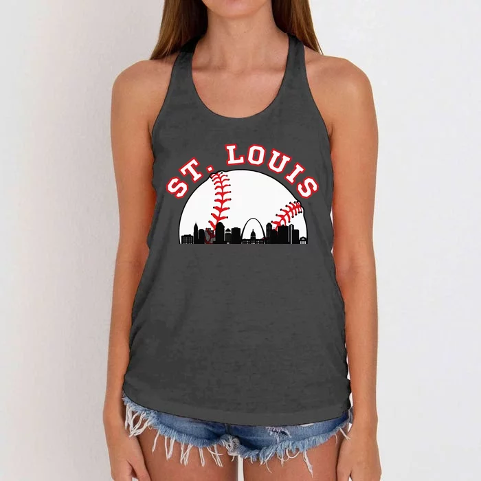 St. Louis Baseball St. Louis MO Cityscape STL Skyline Women's Knotted Racerback Tank