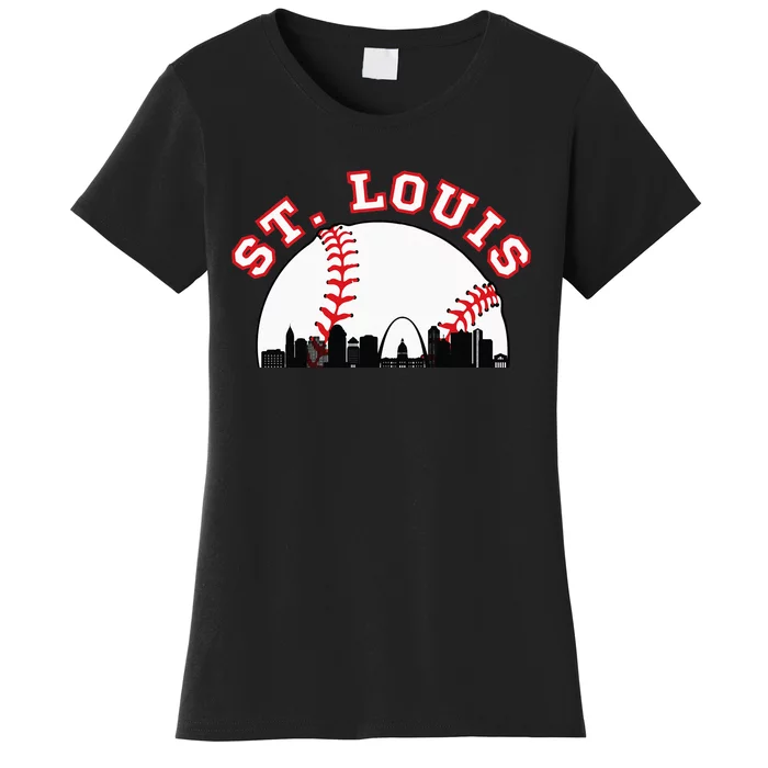 St. Louis Baseball St. Louis MO Cityscape STL Skyline Women's T-Shirt