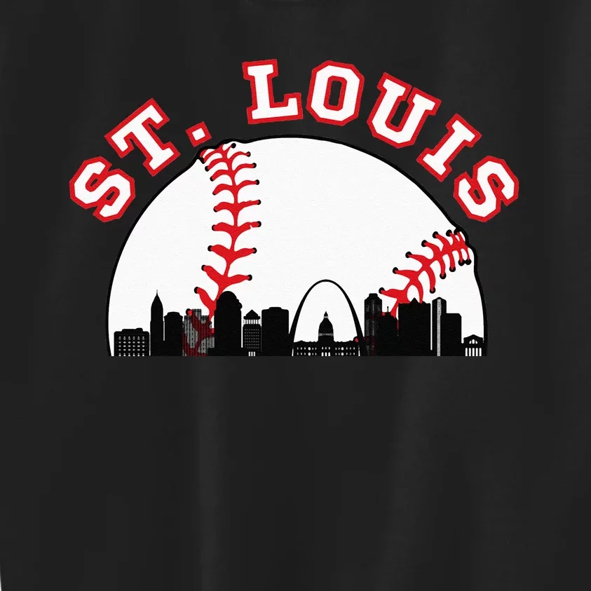 St. Louis Baseball St. Louis MO Cityscape STL Skyline Kids Sweatshirt