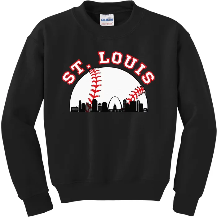 St. Louis Baseball St. Louis MO Cityscape STL Skyline Kids Sweatshirt