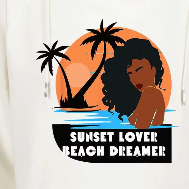 Sunset Lover Beach Dreamer Melanin Cute Womens Funnel Neck Pullover Hood