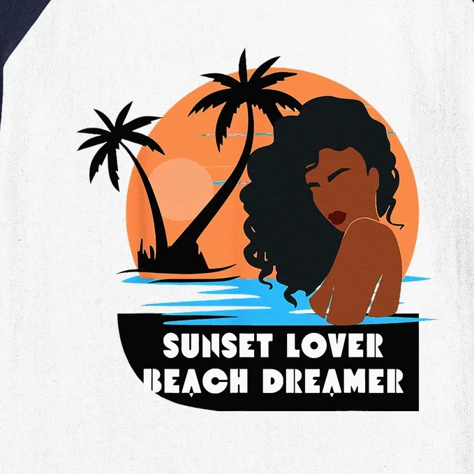 Sunset Lover Beach Dreamer Melanin Cute Baseball Sleeve Shirt