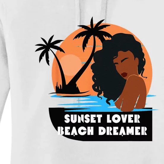 Sunset Lover Beach Dreamer Melanin Cute Women's Pullover Hoodie