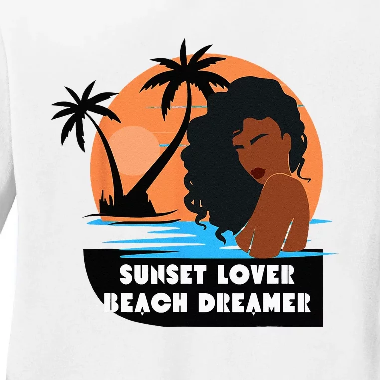 Sunset Lover Beach Dreamer Melanin Cute Ladies Long Sleeve Shirt