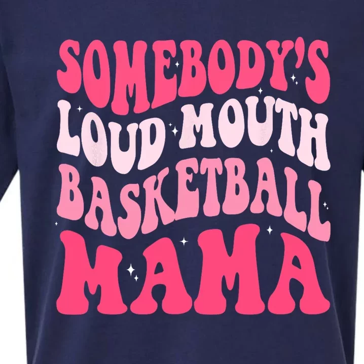 Somebodys Loudmouth Basketball Mama Mothers Day Groovy Sueded Cloud Jersey T-Shirt